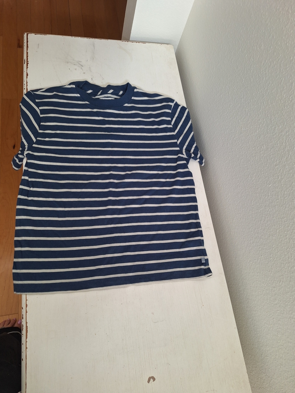 Crewcuts Navy & White Striped Crew Neck Shirt